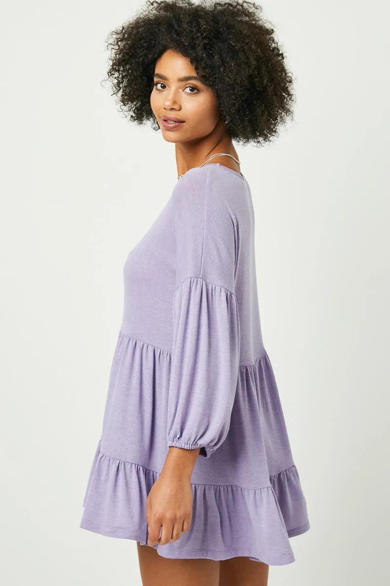 Womens Round Neck Puff Sleeve Tiered Knit Tunic sold by Hayden product image thumbnail 4