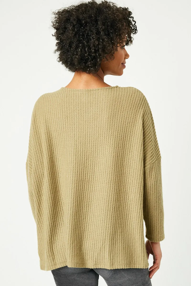 Womens Button Down Surplice Waffle Knit Top sold by Hayden product image thumbnail 3