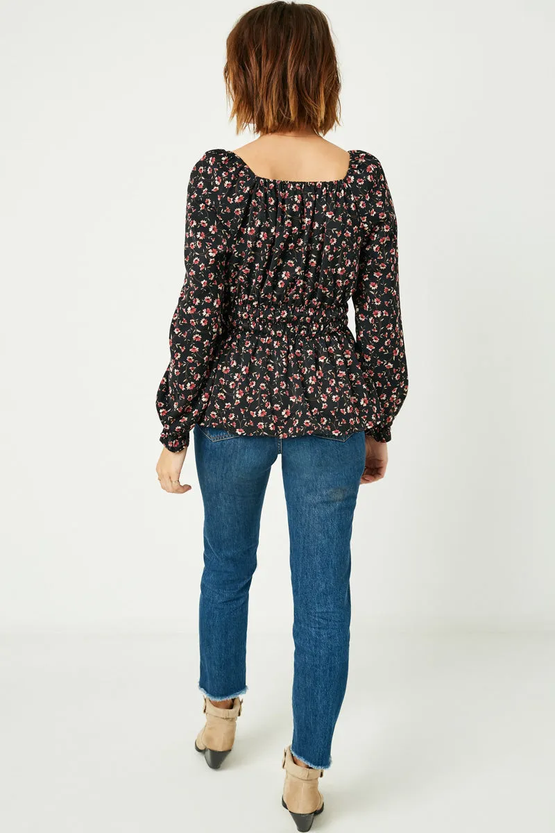 Womens Floral Square Neck Cinch Waist Top sold by Hayden product image thumbnail 3