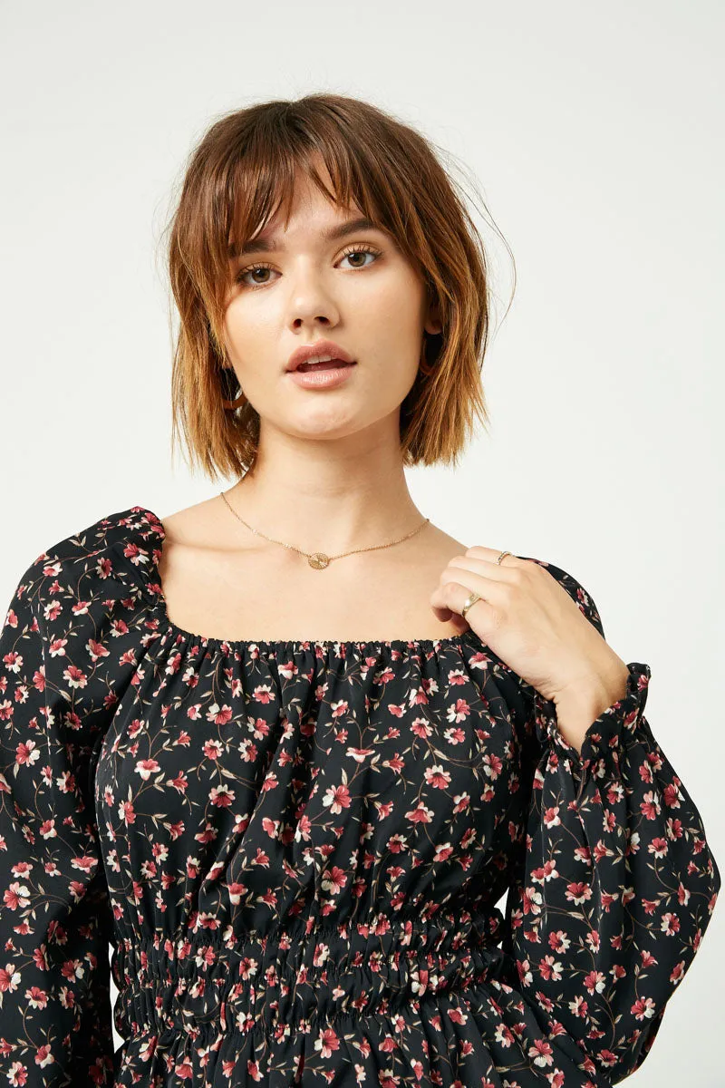 Womens Floral Square Neck Cinch Waist Top sold by Hayden product image thumbnail 2