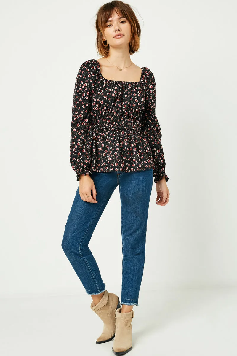 Womens Floral Square Neck Cinch Waist Top sold by Hayden product image thumbnail 4