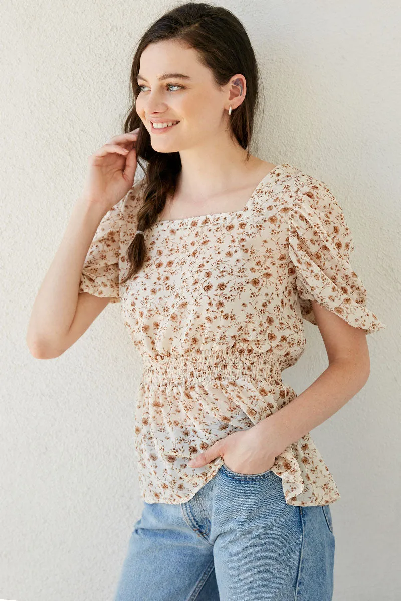 Womens Floral Puff Sleeve Top sold by Hayden product image thumbnail 4