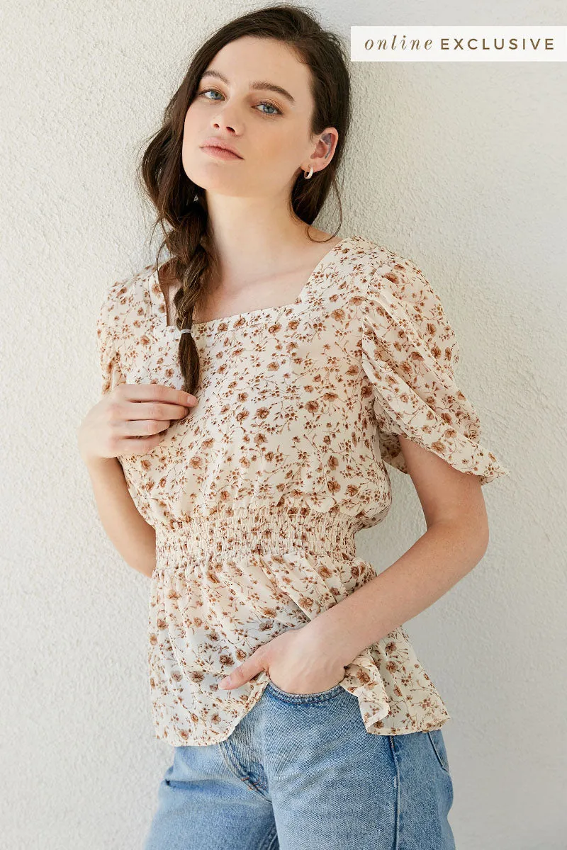Womens Floral Puff Sleeve Top sold by Hayden product image thumbnail 2