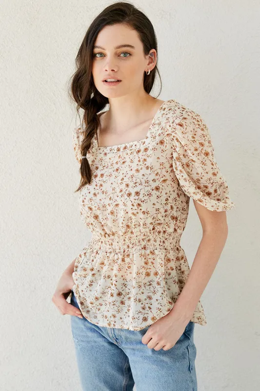 Womens Floral Puff Sleeve Top sold by Hayden