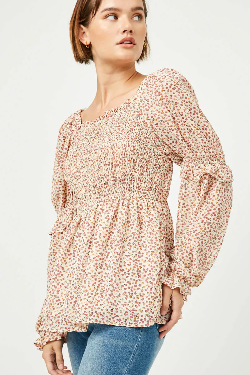 Womens Floral Square Neck Smocked Top sold by Hayden product image thumbnail 4