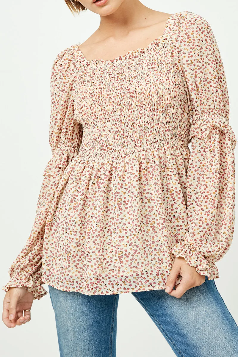 Womens Floral Square Neck Smocked Top sold by Hayden product image thumbnail 2