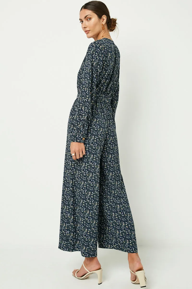 Womens Floral Ditsy Printed Long Sleeve Jumpsuit sold by Hayden product image thumbnail 4