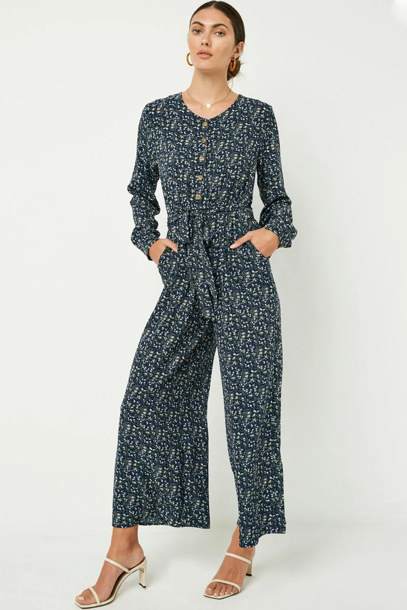 Womens Floral Ditsy Printed Long Sleeve Jumpsuit sold by Hayden product image thumbnail 2