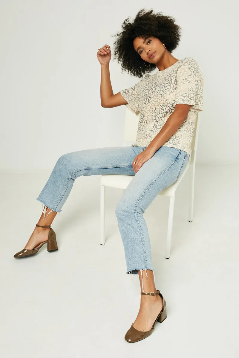 Womens Textured Lurex Leopard Print Tee sold by Hayden