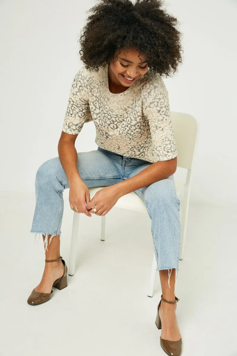 Womens Textured Lurex Leopard Print Tee sold by Hayden product image thumbnail 4