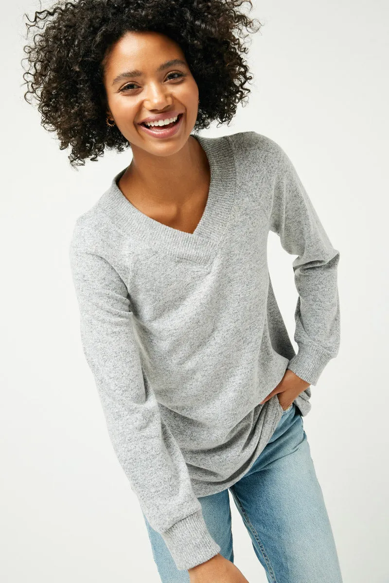 Womens Brushed Knit Long sleeve V-Neck Top sold by Hayden