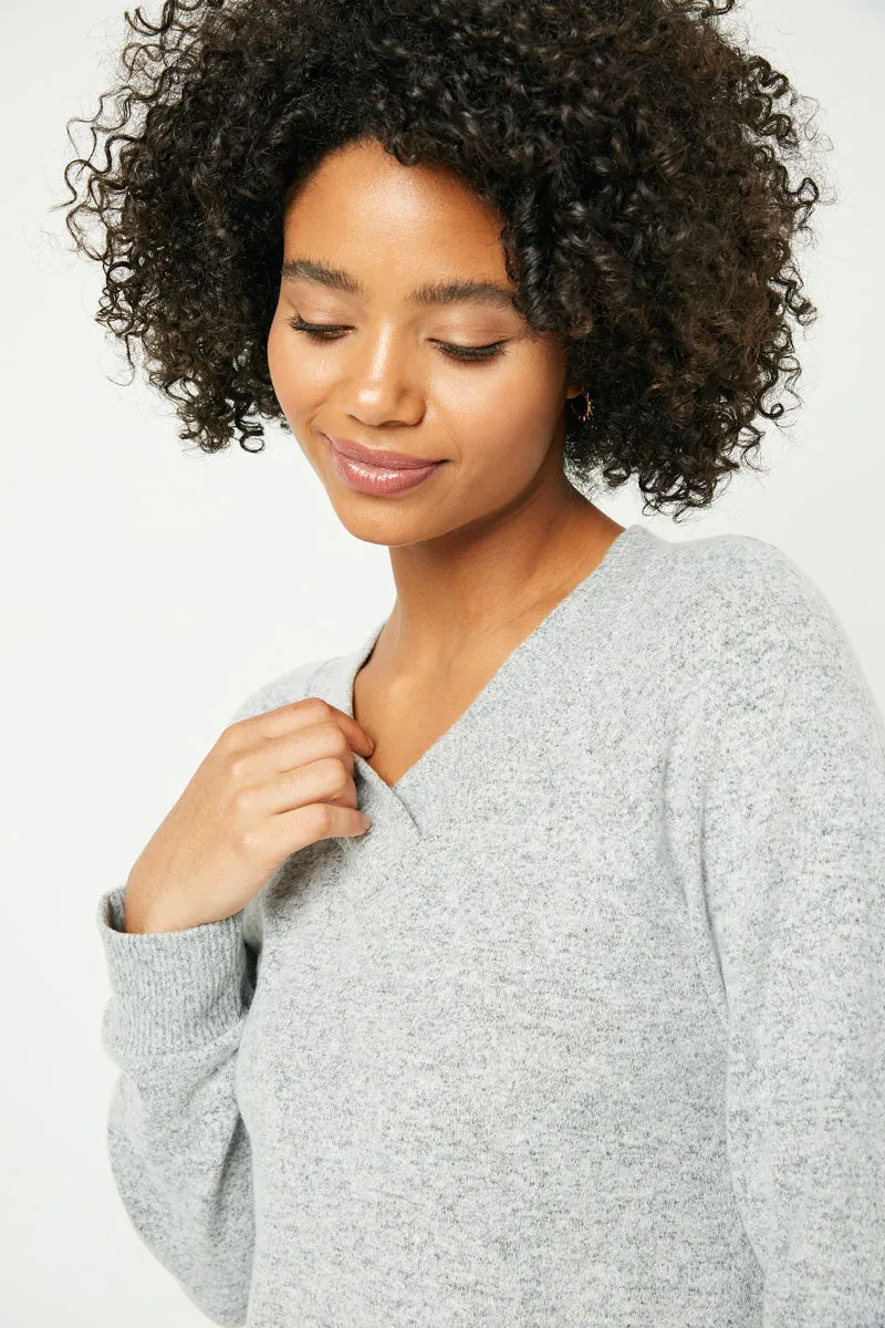 Womens Brushed Knit Long sleeve V-Neck Top sold by Hayden product image thumbnail 3