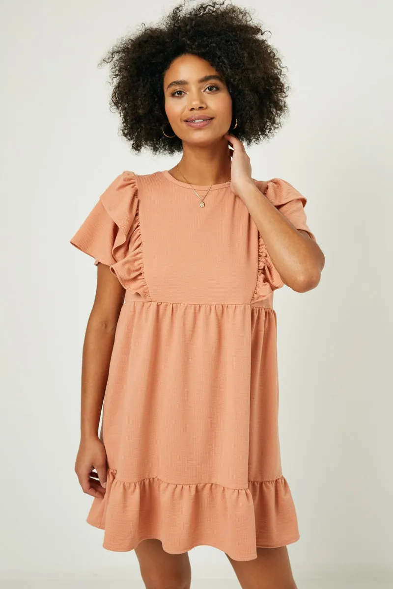 Womens Tie Neck Ruffled Textured Knit Dress sold by Hayden product image thumbnail 5