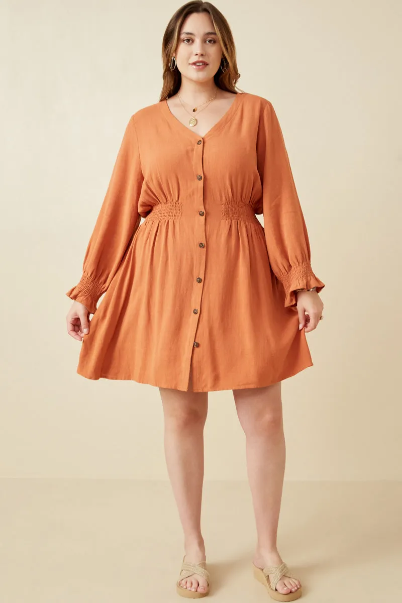 Womens Smock Detail Button Down V Neck Dress sold by Hayden product image thumbnail 2