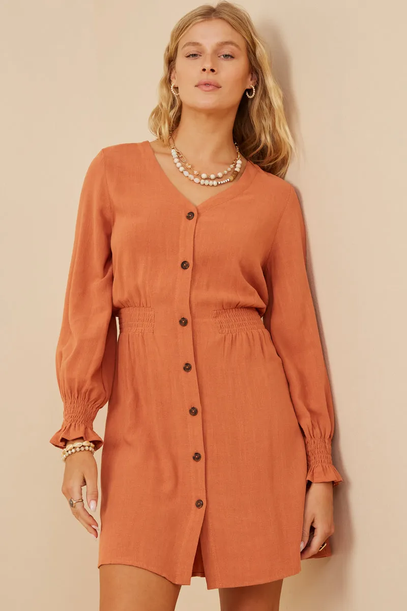 Womens Smock Detail Button Down V Neck Dress sold by Hayden product image thumbnail 5