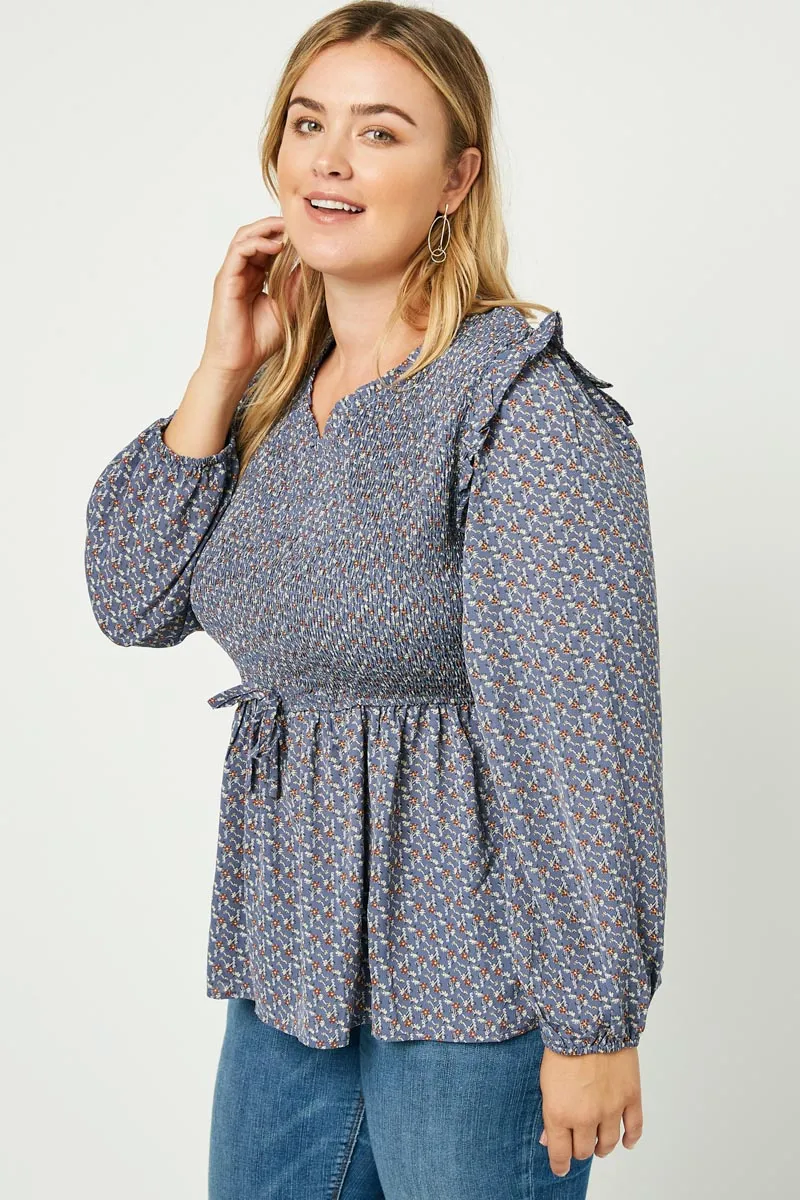 Womens Smocked Ruffled Long Sleeve Blouse sold by Hayden product image thumbnail 5