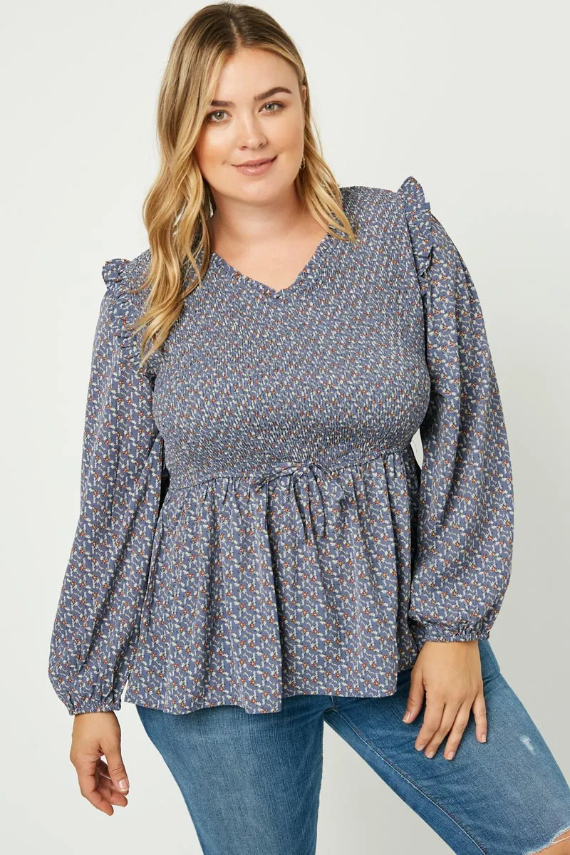 Womens Smocked Ruffled Long Sleeve Blouse sold by Hayden product image thumbnail 2