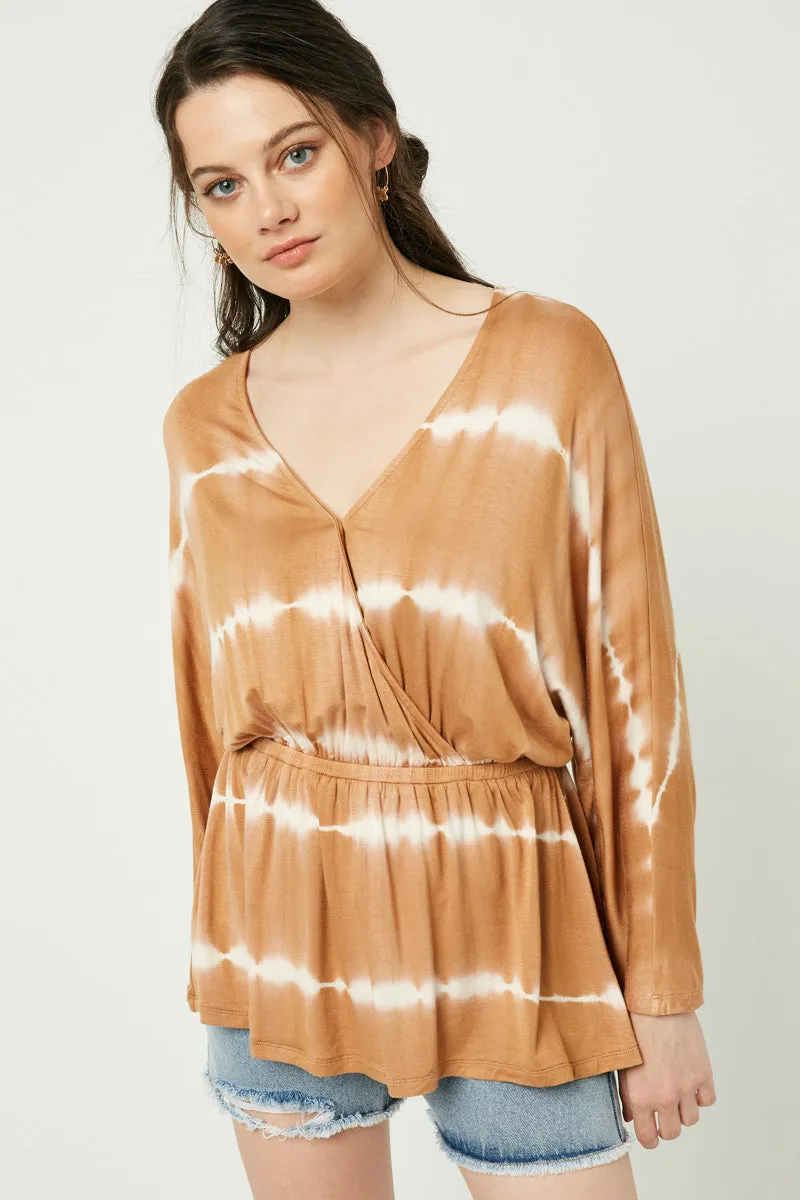 Womens Surplice Tie Dye Dolman Top sold by Hayden