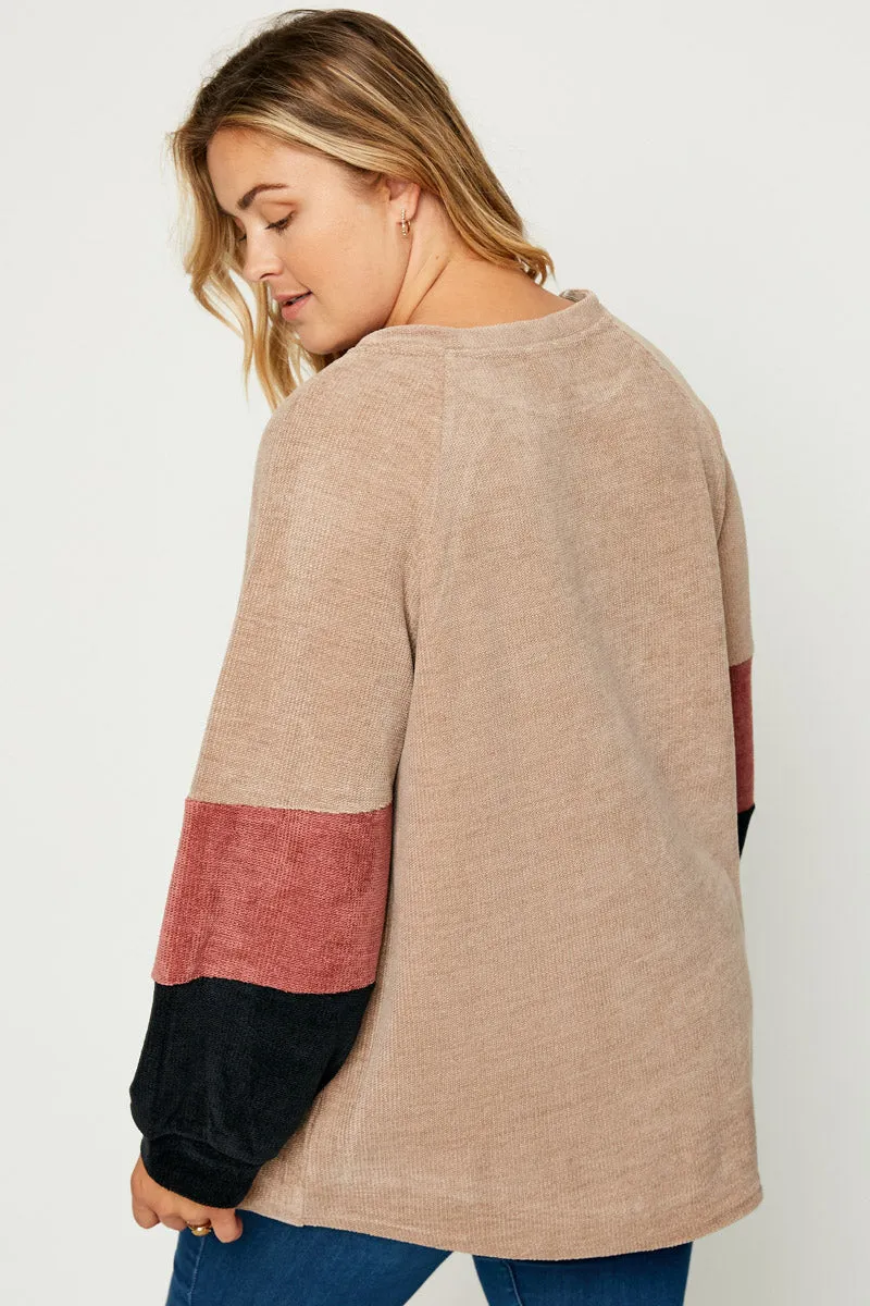 Womens Chunky Knit Color Block Top sold by Hayden product image thumbnail 2