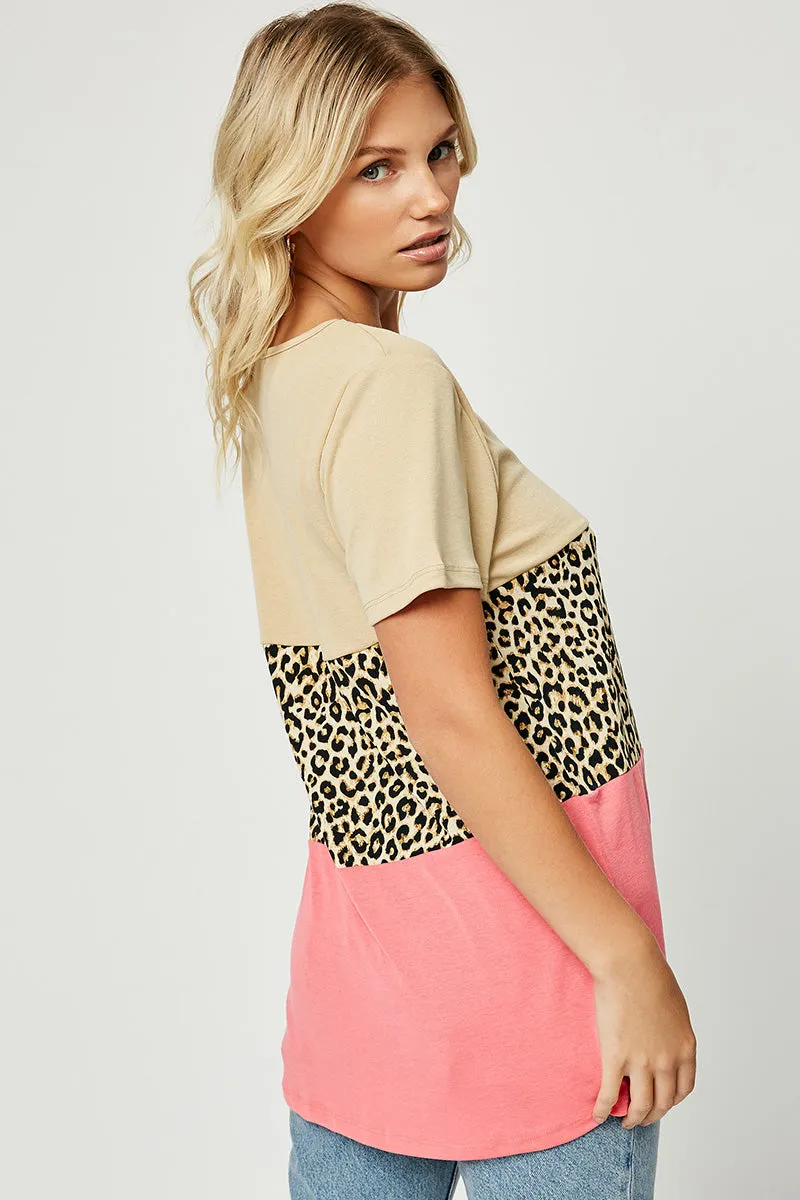 Womens Leopard Colorblock Tee sold by Hayden product image thumbnail 3