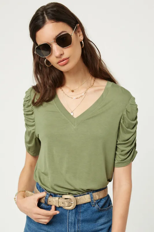 Womens Knit Cinched Sleeve Tee sold by Hayden