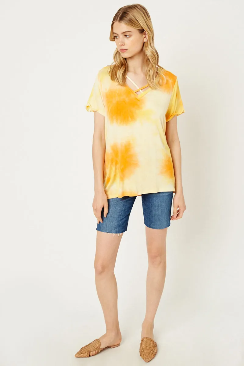 Womens V-Neck Criss-Cross Tie Dye Tee sold by Hayden product image thumbnail 3