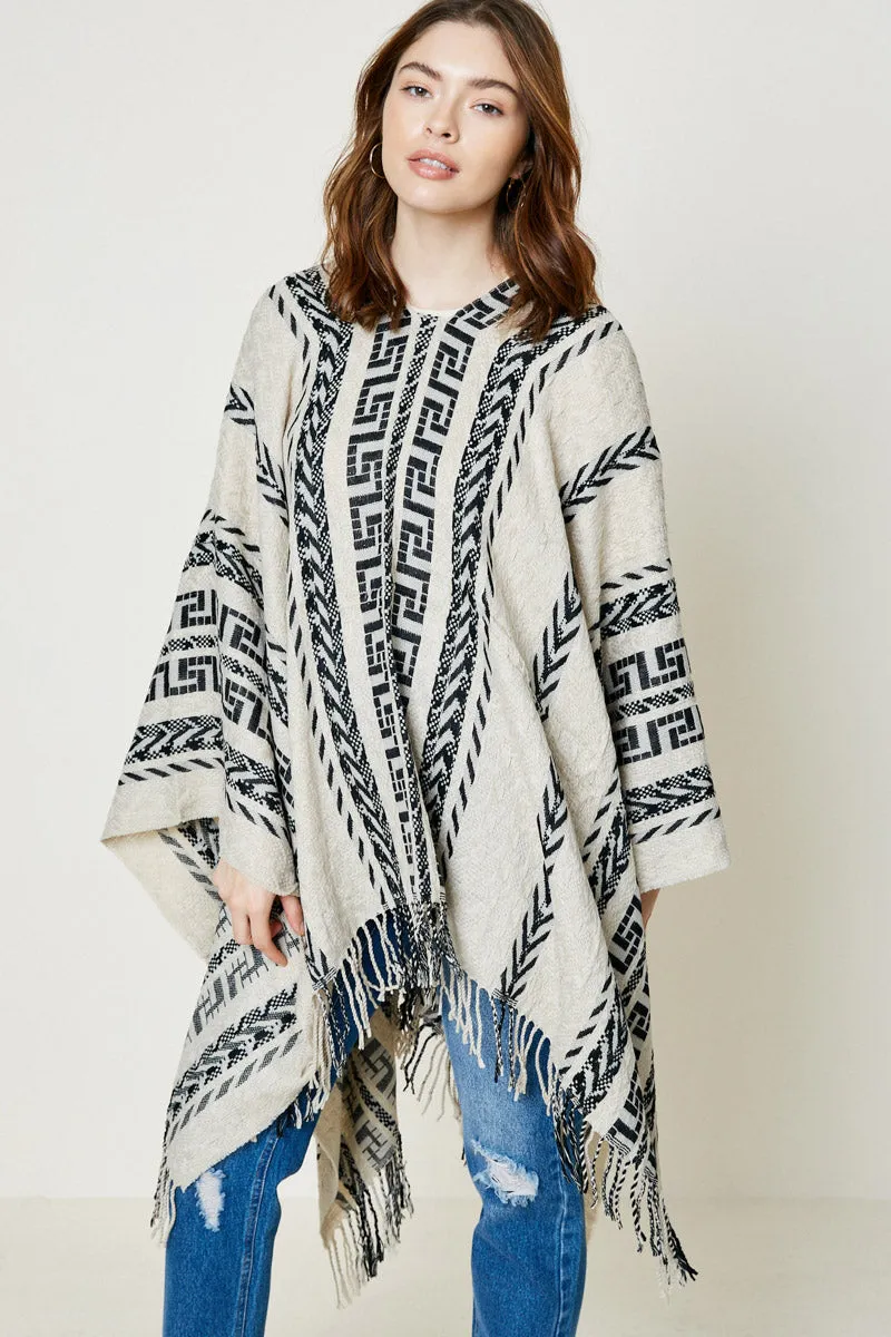 Womens Embroidered Patterned Sweater Poncho sold by Hayden