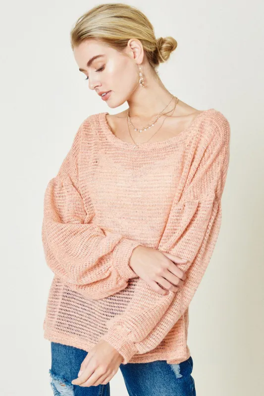 Womens Knit Puff Sleeve Sweater Top sold by Hayden