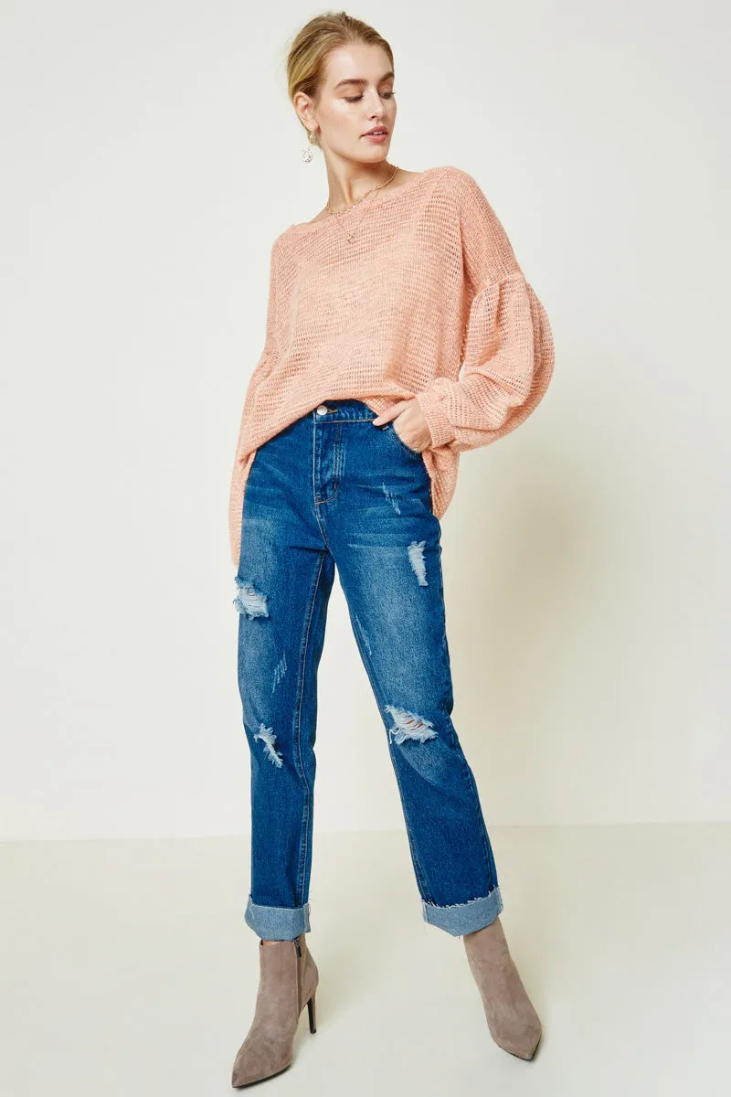 Womens Knit Puff Sleeve Sweater Top sold by Hayden product image thumbnail 4