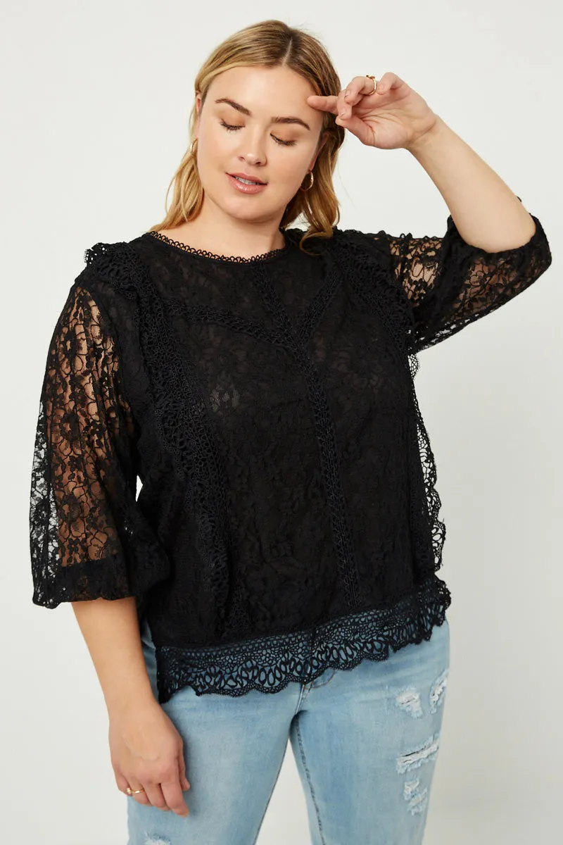 Womens Puff Sleeve Lace Trim Blouse sold by Hayden product image thumbnail 2