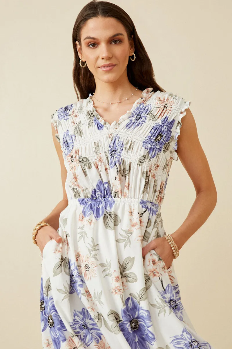Womens Romantic Floral Placement Smocked Tank Dress sold by Hayden product image thumbnail 2