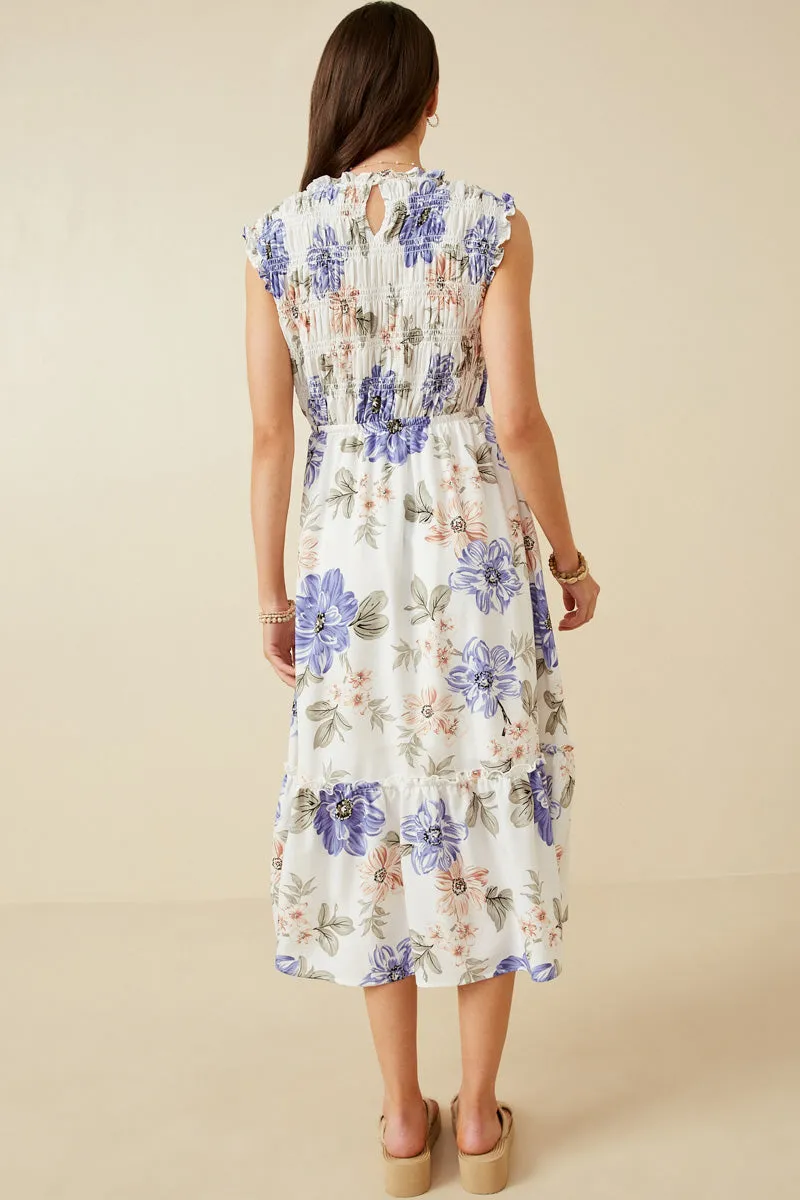 Womens Romantic Floral Placement Smocked Tank Dress sold by Hayden product image thumbnail 4