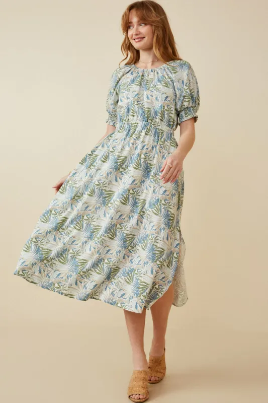 Womens Botanical Print Smocked Detail Dress made by Hayden
