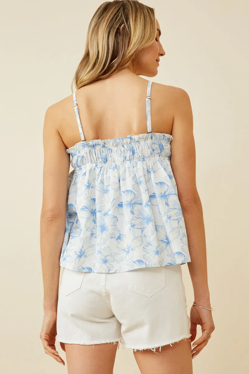 Womens Floral Printed Smocked Hankerchief Tank sold by Hayden product image thumbnail 4