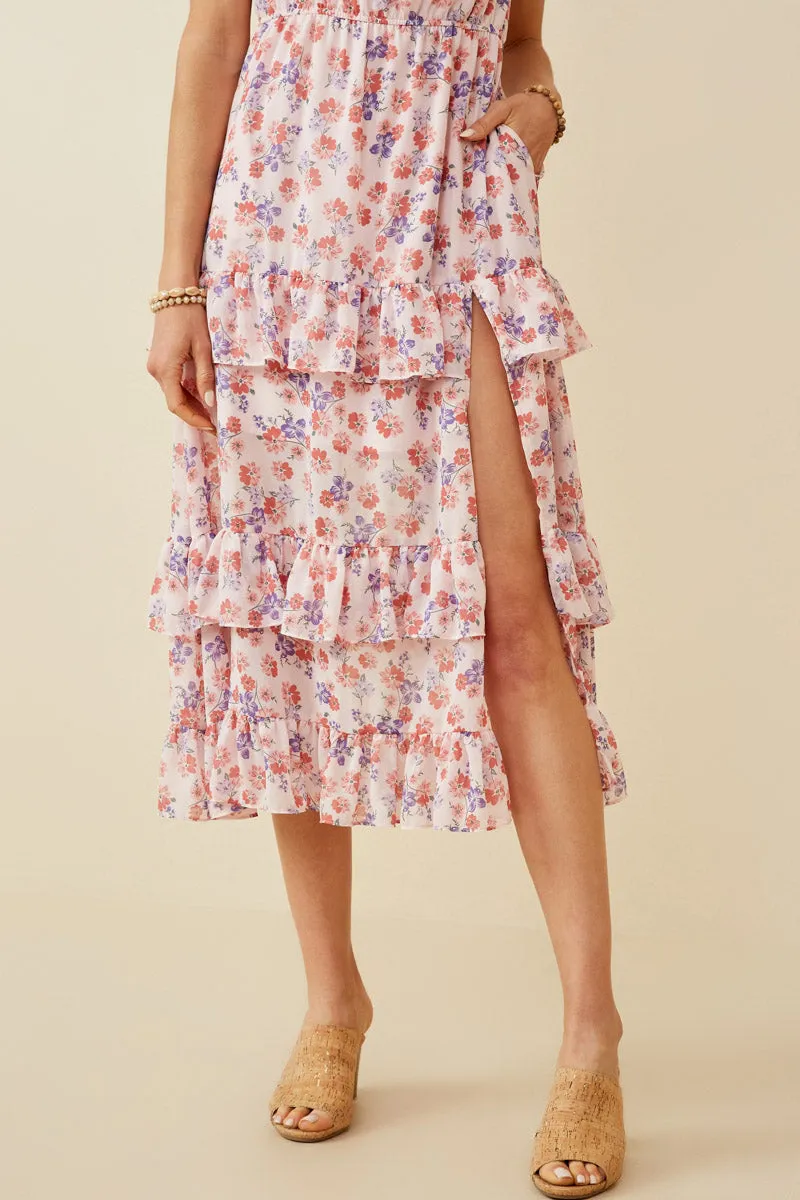 Womens Floral V Neck Ruffle Tiered Dress sold by Hayden product image thumbnail 3