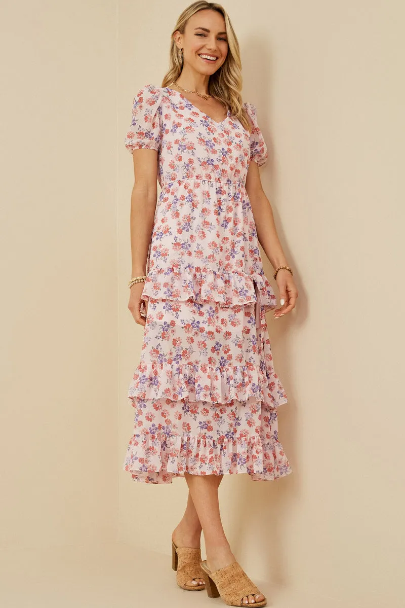 Womens Floral V Neck Ruffle Tiered Dress sold by Hayden product image thumbnail 5