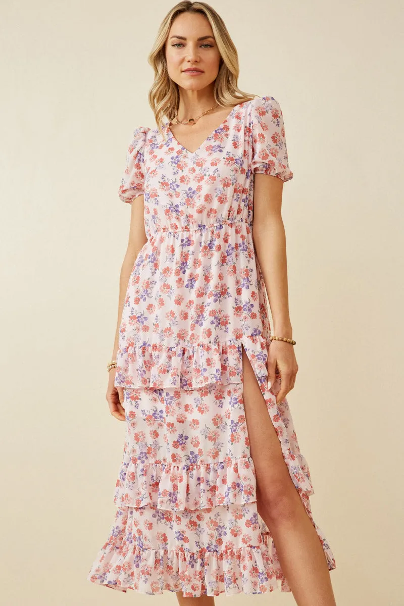 Womens Floral V Neck Ruffle Tiered Dress sold by Hayden product image thumbnail 2