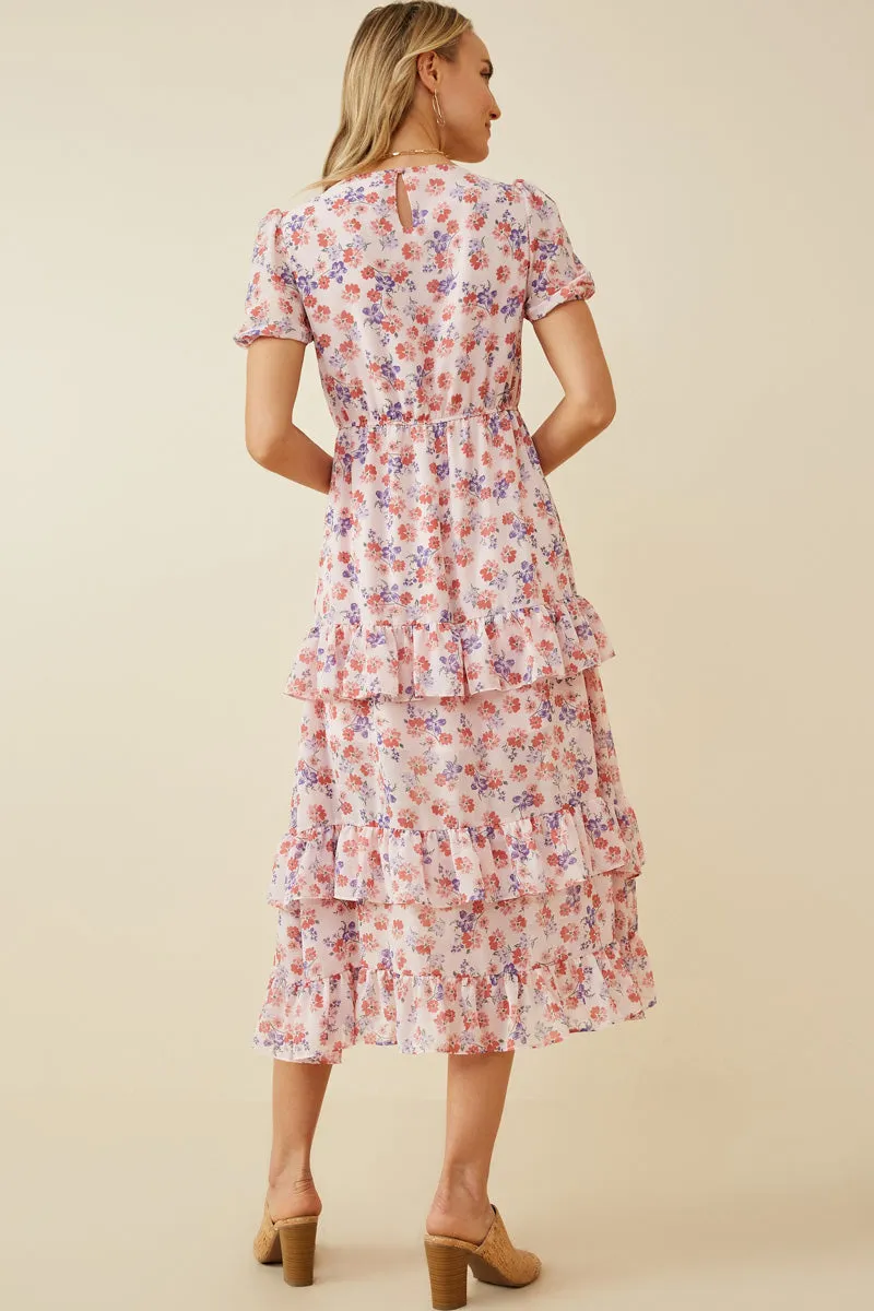 Womens Floral V Neck Ruffle Tiered Dress sold by Hayden product image thumbnail 4