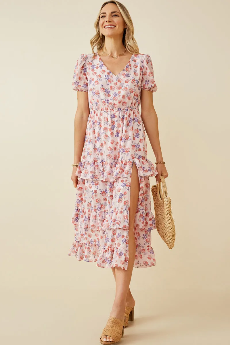 Womens Floral V Neck Ruffle Tiered Dress sold by Hayden