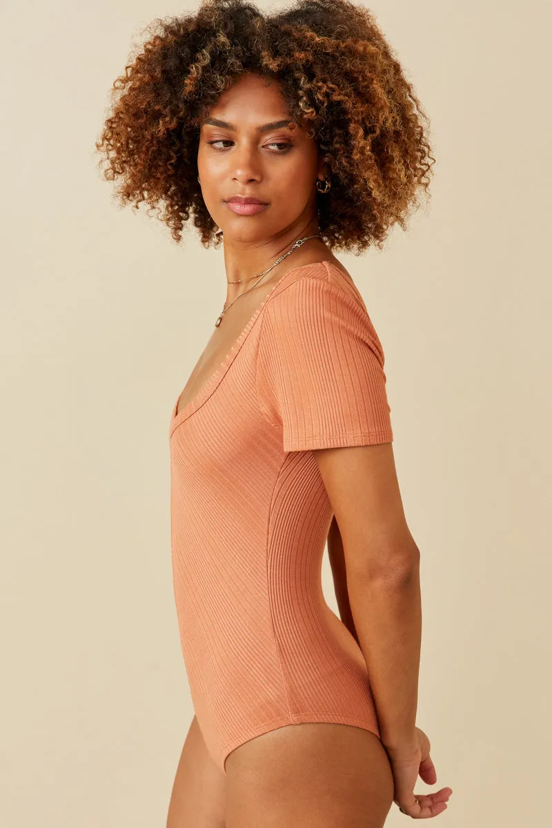 Womens Ribbed Chevron Scoop Neck Knit Bodysuit sold by Hayden product image thumbnail 3