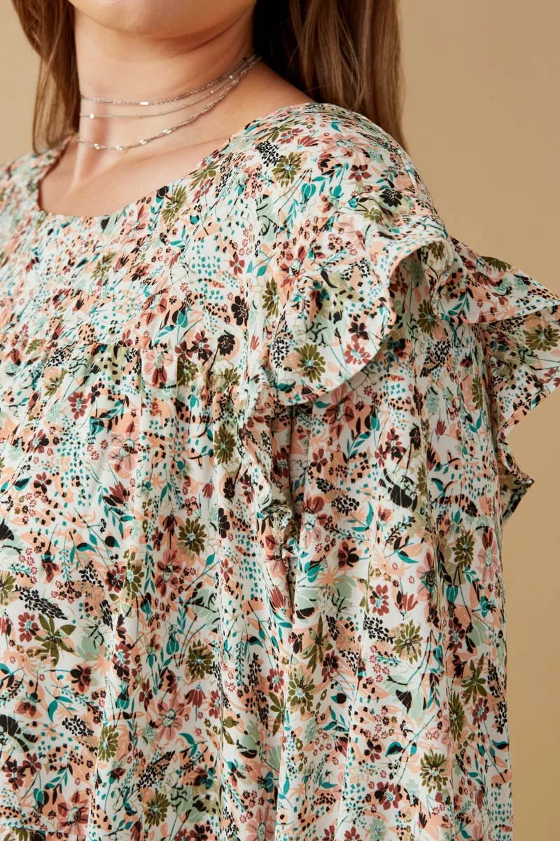 Womens Ditsy Print Ruffle Shoulder Long Sleeve Dress sold by Hayden product image thumbnail 3