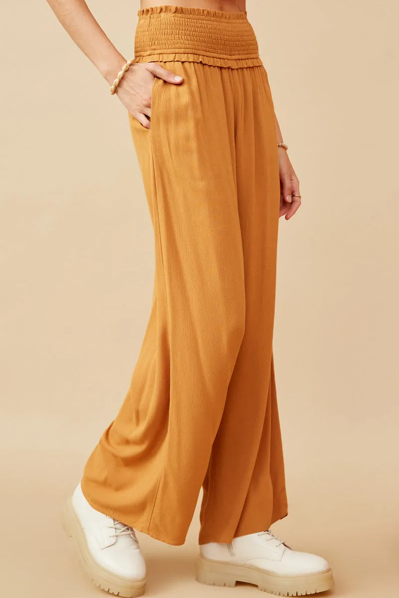 Womens Smocked Waist Wide Leg Pants sold by Hayden product image thumbnail 3