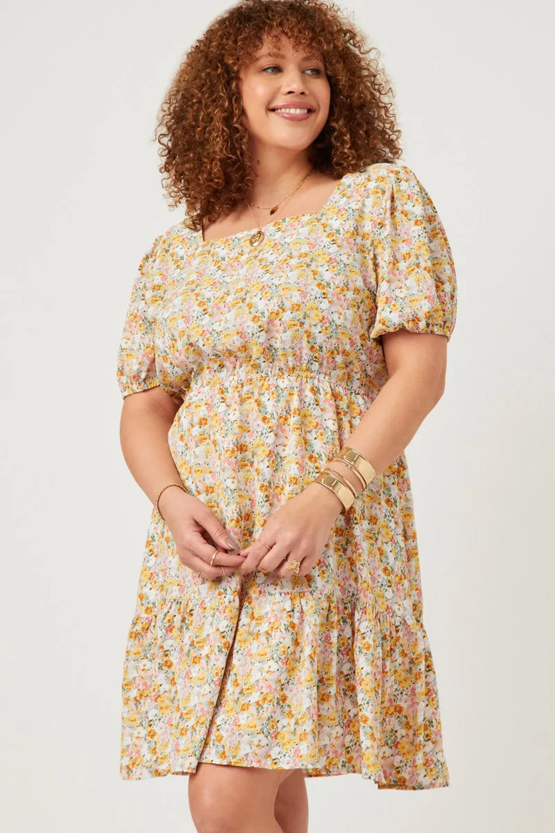 Womens Puff Sleeve Floral Tied Square Neck Dress sold by Hayden product image thumbnail 2