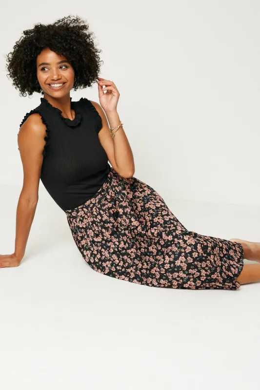 Womens Floral Pleated Midi Skirt sold by Hayden