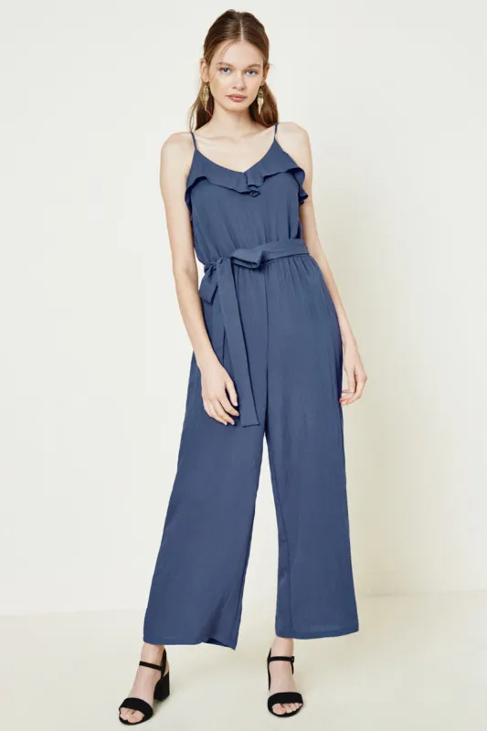 Womens Belted Ruffle Jumpsuit sold by Hayden