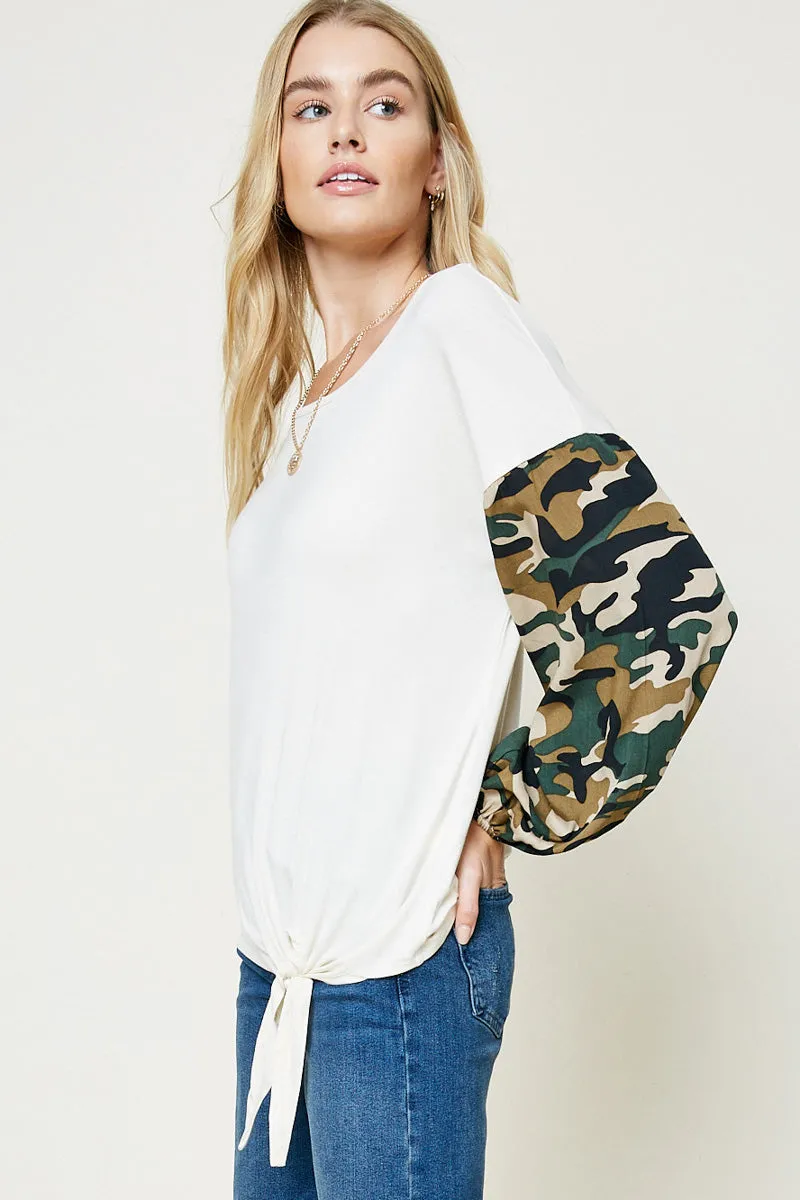 Womens Camo Sleeve Top sold by Hayden product image thumbnail 3