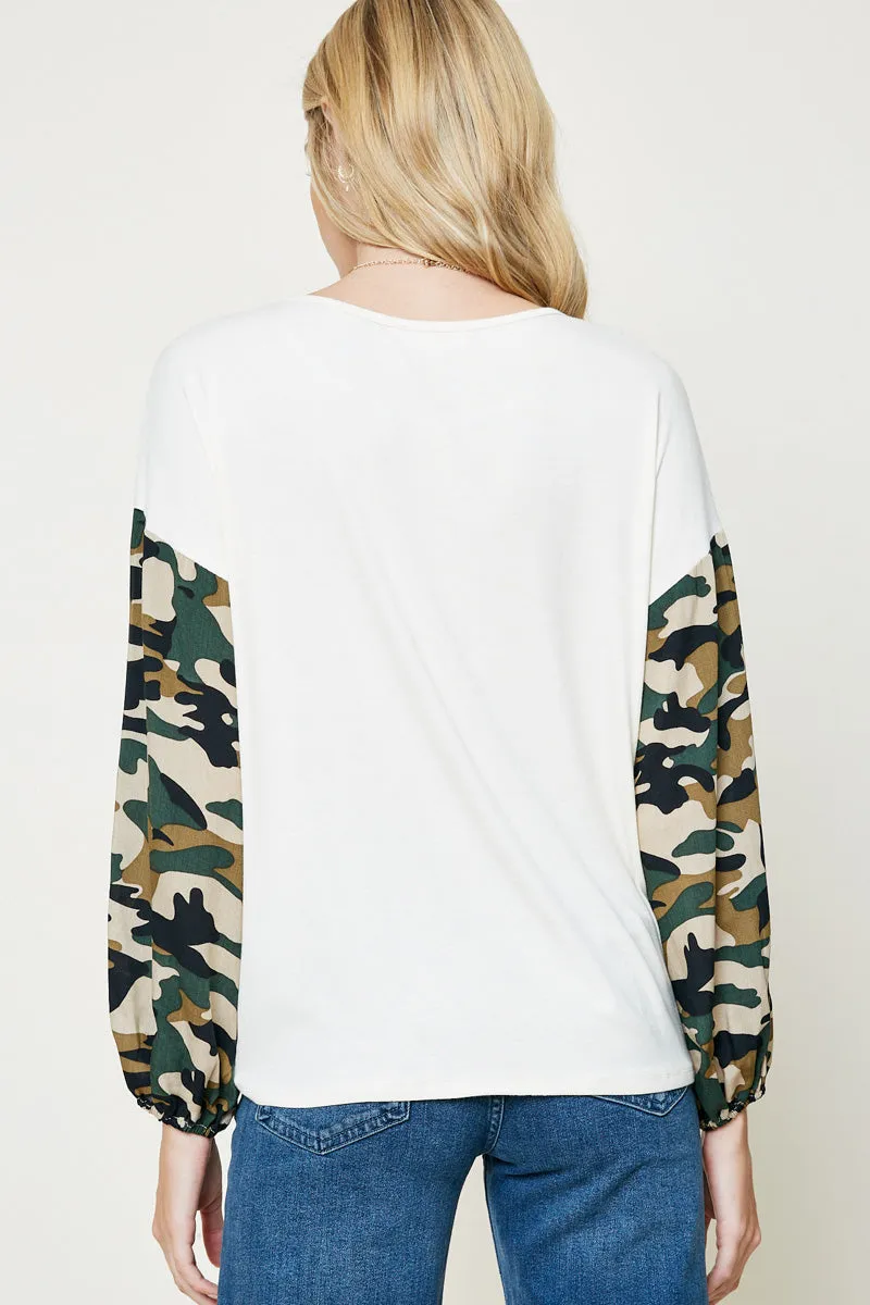 Womens Camo Sleeve Top sold by Hayden product image thumbnail 5