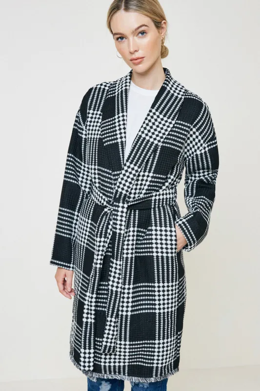Womens Plaid Knit Duster Coat sold by Hayden