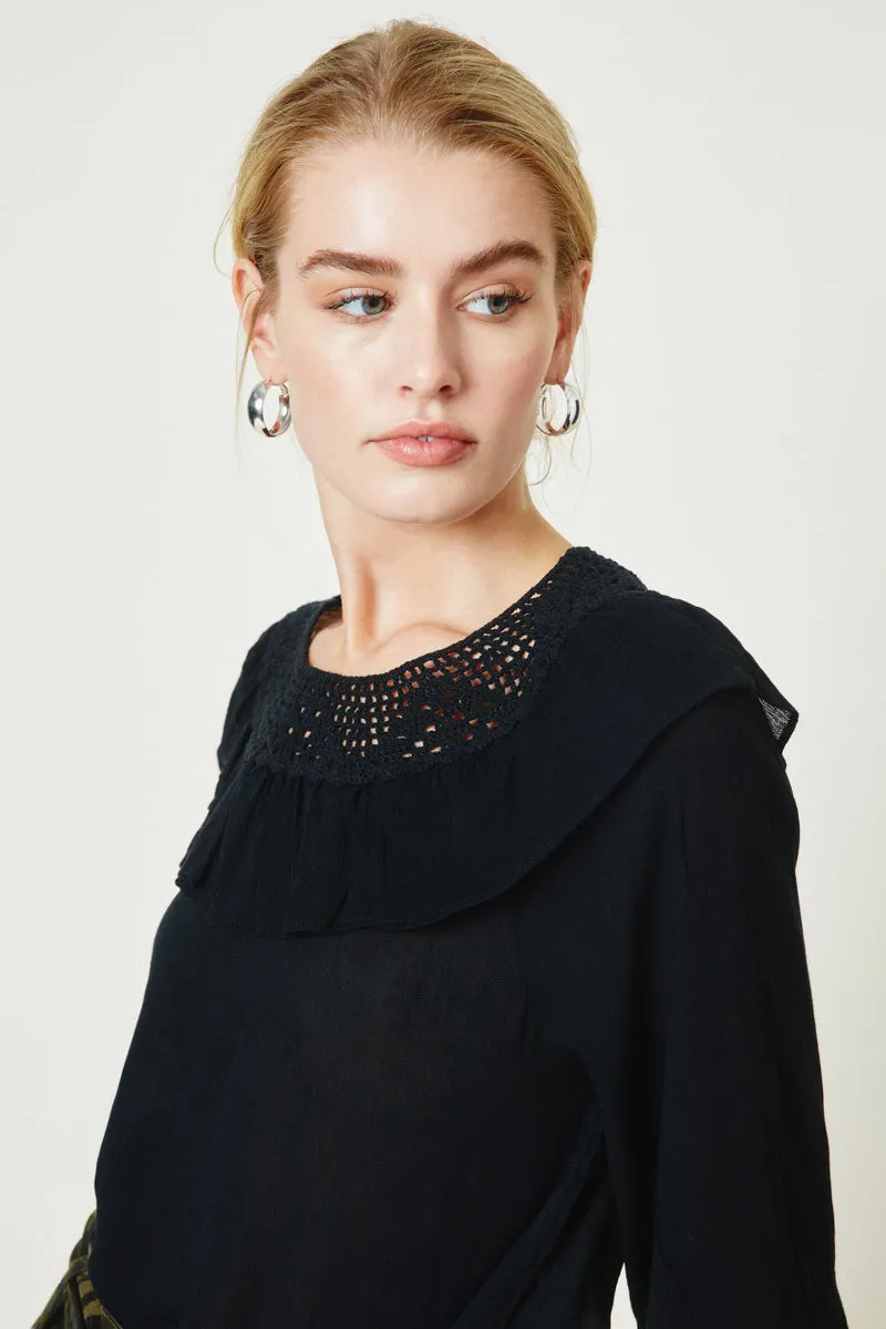 Womens Crochet Ruffle Puff Sleeve Top sold by Hayden product image thumbnail 4