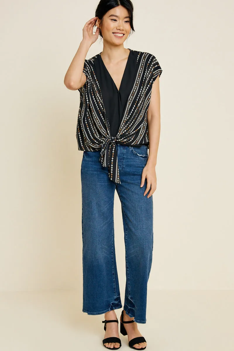 Womens Printed Tie-Front Surplice Top sold by Hayden product image thumbnail 4